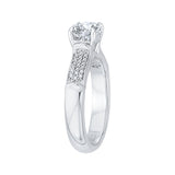14K White Gold 1/6 ct Diamond Carizza Semi Mount Engagement Ring Fit Round Center