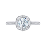 14K White Gold Diamond Carizza Semi Mount Engagement Ring Fit Round Center