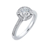 14K White Gold Diamond Carizza Semi Mount Engagement Ring Fit Round Center