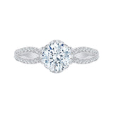 14K White Gold 1/3 ct Diamond Carizza Semi Mount Engagement Ring Fit Round Center