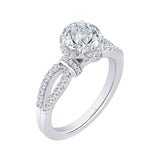 14K White Gold 1/3 ct Diamond Carizza Semi Mount Engagement Ring Fit Round Center