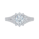 14K White Gold 3/4 ct Diamond Carizza Semi Mount Engagement Ring Fit Round Center
