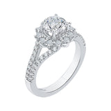 14K White Gold 3/4 ct Diamond Carizza Semi Mount Engagement Ring Fit Round Center