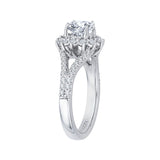 14K White Gold 3/4 ct Diamond Carizza Semi Mount Engagement Ring Fit Round Center