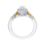 14K Two-Tone Gold 5/8 ct Diamond Carizza Semi Mount Engagement Ring Fit Marquise Center