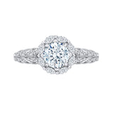 14K White Gold 5/8 ct Diamond Carizza Semi Mount Engagement Ring Fit Round Center