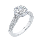 14K White Gold 5/8 ct Diamond Carizza Semi Mount Engagement Ring Fit Round Center