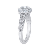 14K White Gold 5/8 ct Diamond Carizza Semi Mount Engagement Ring Fit Round Center