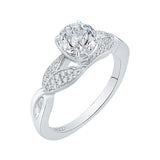 14K White Gold 1/6 ct Diamond Carizza Semi Mount Engagement Ring Fit Round Center