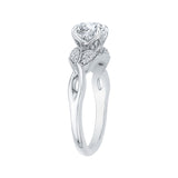 14K White Gold 1/6 ct Diamond Carizza Semi Mount Engagement Ring Fit Round Center