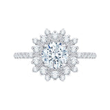 14K White Gold 3/4 ct Diamond Carizza Semi Mount Engagement Ring Fit Round Center