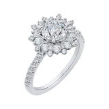 14K White Gold 3/4 ct Diamond Carizza Semi Mount Engagement Ring Fit Round Center