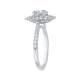 14K White Gold 3/4 ct Diamond Carizza Semi Mount Engagement Ring Fit Round Center