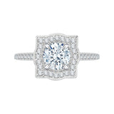 14K White Gold 1/4 ct Diamond Carizza Semi Mount Engagement Ring to Fit Round Center