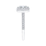 14K White Gold 1/4 ct Diamond Carizza Semi Mount Engagement Ring to Fit Round Center