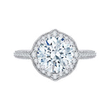 14K White Gold 7/8 ct Diamond Carizza Semi Mount Engagement Ring Fit Round Center