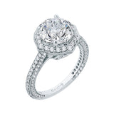 14K White Gold 7/8 ct Diamond Carizza Semi Mount Engagement Ring Fit Round Center