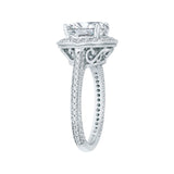 14K White Gold 7/8 ct Diamond Carizza Semi Mount Engagement Ring Fit Round Center