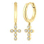 Diamond Cross Huggie Hoop Earrings
