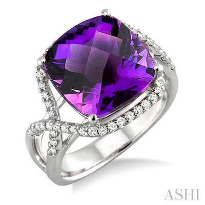 Cushion Shape Gemstone & Diamond Ring