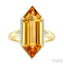 Hexagon Shape Gemstone & Diamond Ring