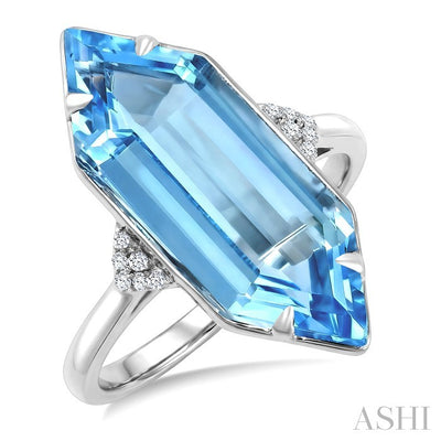 Evoque Gemstone Hexagon Shape & Diamond Ring