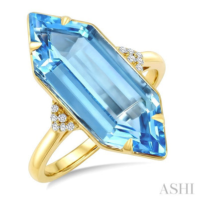 Hexagon Shape Gemstone & Diamond Ring