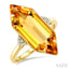 Hexagon Shape Gemstone & Diamond Ring