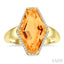Hexagon Shape Gemstone & Halo Diamond Ring