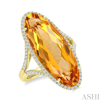 Evoque Gemstone Oval Shape & Halo Diamond Ring