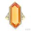 Hexagon Shape Gemstone & Halo Diamond Ring
