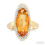 Oval Shape Gemstone & Halo Diamond Ring
