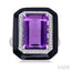 Evoque Gemstone Emerald Shape Black Enamel & Halo Diamond Ring