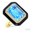 Evoque Gemstone Emerald Shape Black Enamel & Halo Diamond Ring