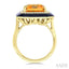 Evoque Gemstone Emerald Shape Black Enamel & Halo Diamond Ring