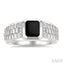 Emerald Shape Men's Onyx Diamond Ring