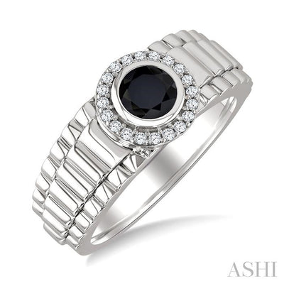 Round Shape Men's Onyx Diamond Ring