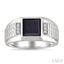 Princess Shape Men's Onyx Diamond Ring