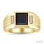 Princess Shape Men's Onyx Diamond Ring