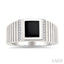 Emerald Shape Men's Onyx Diamond Ring