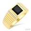 Emerald Shape Men's Onyx Diamond Ring