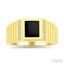 Emerald Shape Men's Onyx Diamond Ring