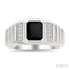 Emerald Shape Men's Onyx Diamond Ring