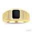 Emerald Shape Men's Onyx Diamond Ring
