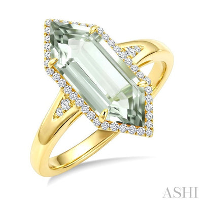 Evoque Gemstone Hexagon Shape & Halo Diamond Ring