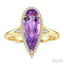 Evoque Gemstone Pear Shape & Halo Diamond Ring
