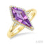 Evoque Gemstone Kite Shape & Halo Diamond Ring