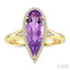 Evoque Gemstone Pear Shape & Halo Diamond Ring