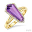 Shield Shape Gemstone & Halo Diamond Ring