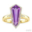 Evoque Gemstone Shield Shape & Halo Diamond Ring